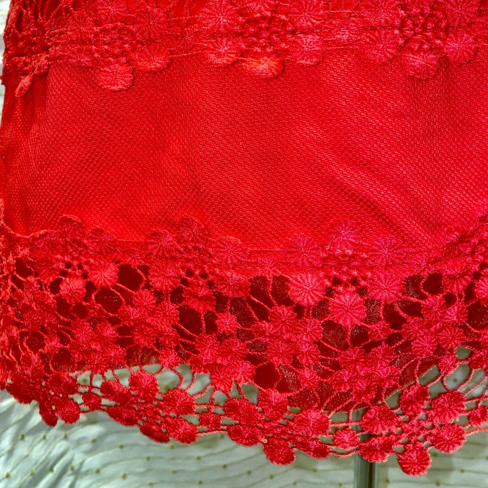 J. Crew Coral Pink Mini Skirt Floral Lace Hemline Mini Skirt Barbiecore US6 - L - Picture 5 of 5